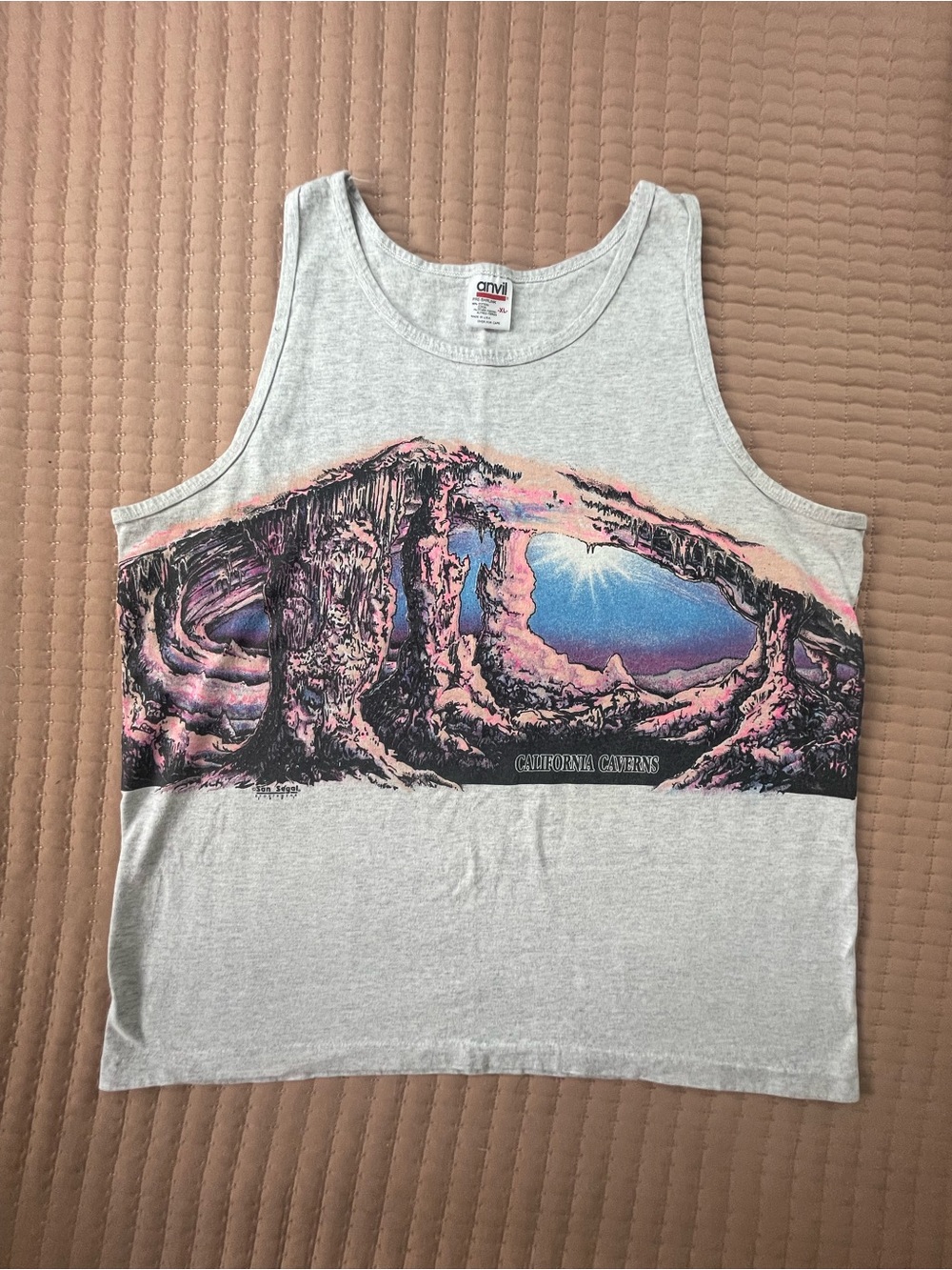Vintage 1991 California Caverns Graphic Tank Top Anvil USA XL